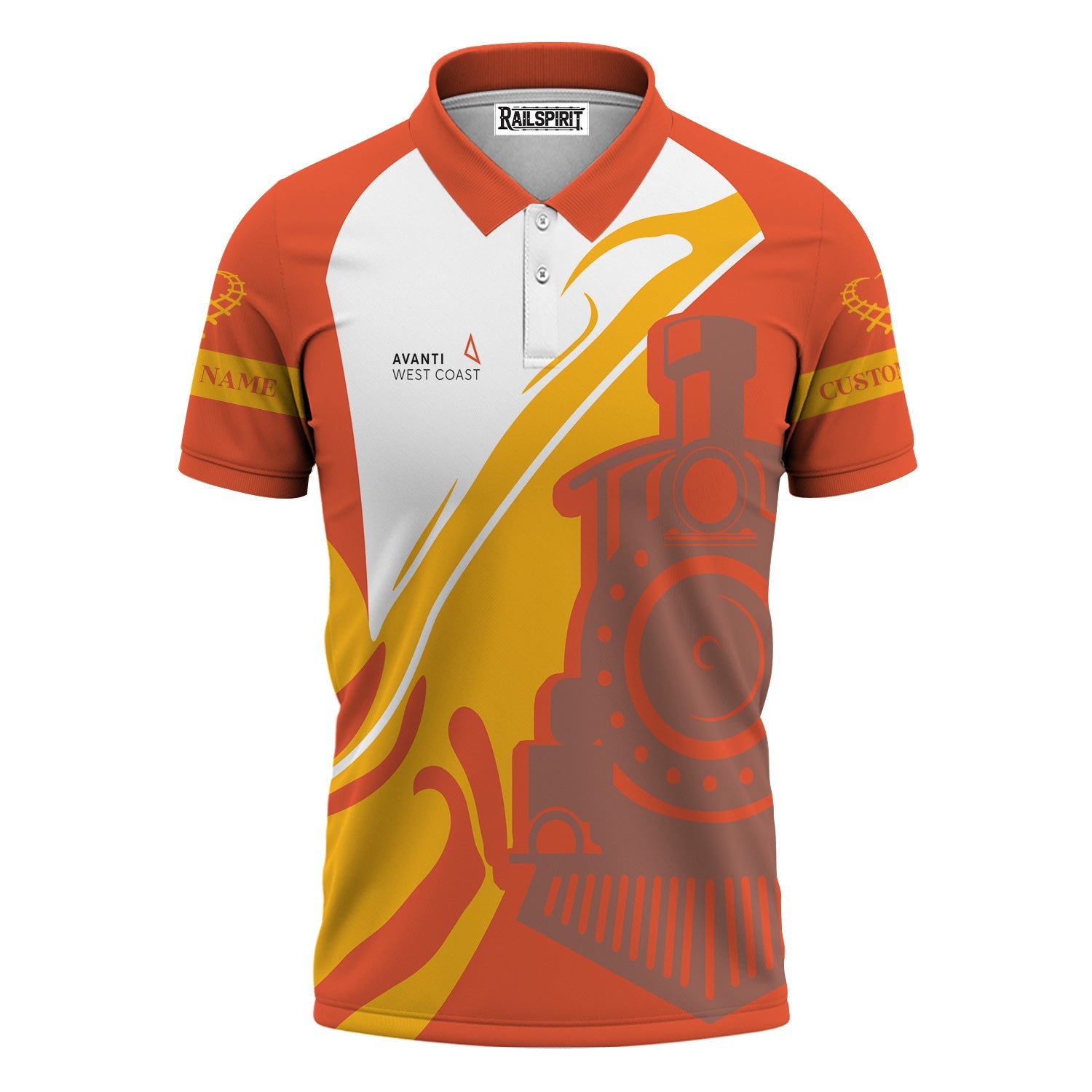 Railspirit Personalized Avanti West Coast Polo Shirt Flame-Inspired Style Shirt Gift Idea For Train Lovers