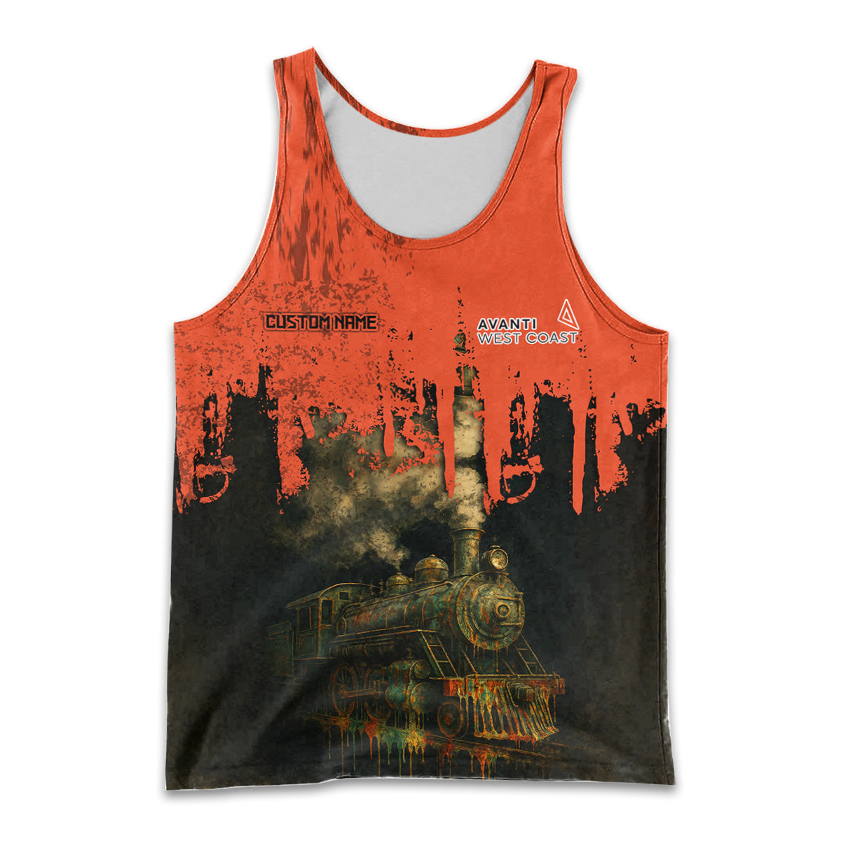 Railspirit Personalized Avanti West Coast Men Tank Top Vintage Train Art Style Shirt For Locomotive Fans