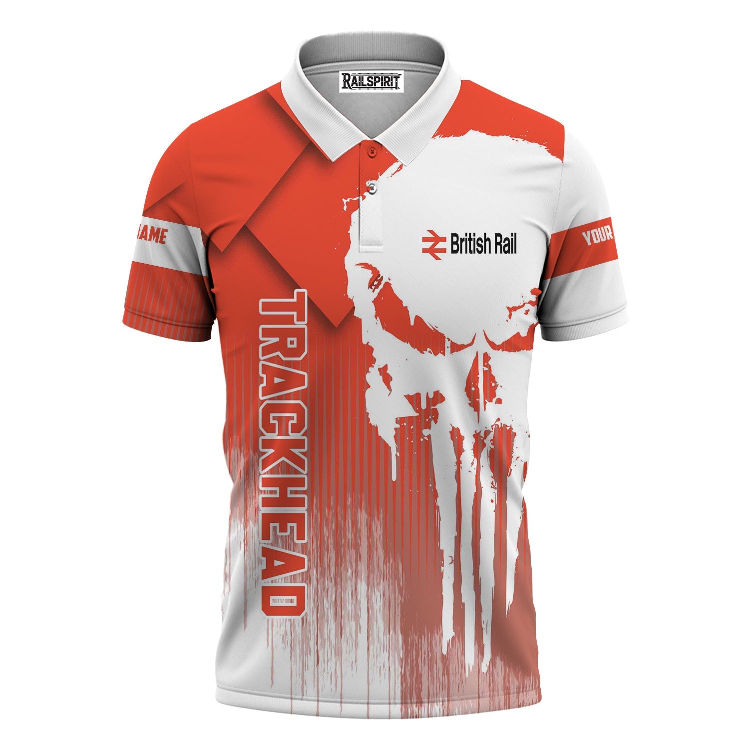 Railspirit Personalized British Railway Polo Shirt Skull Design with Custom Job Train Shirt for Trackhead Crew