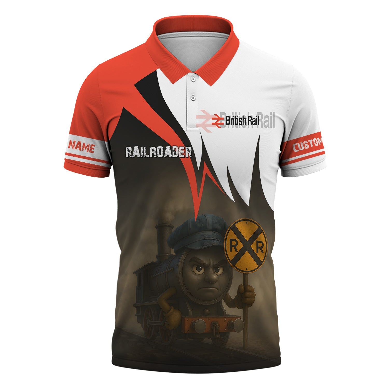 Railspirit Personalized Bristish Railway Polo Shirt Angry Train Polo Shirt Gift Idea For Train Lover