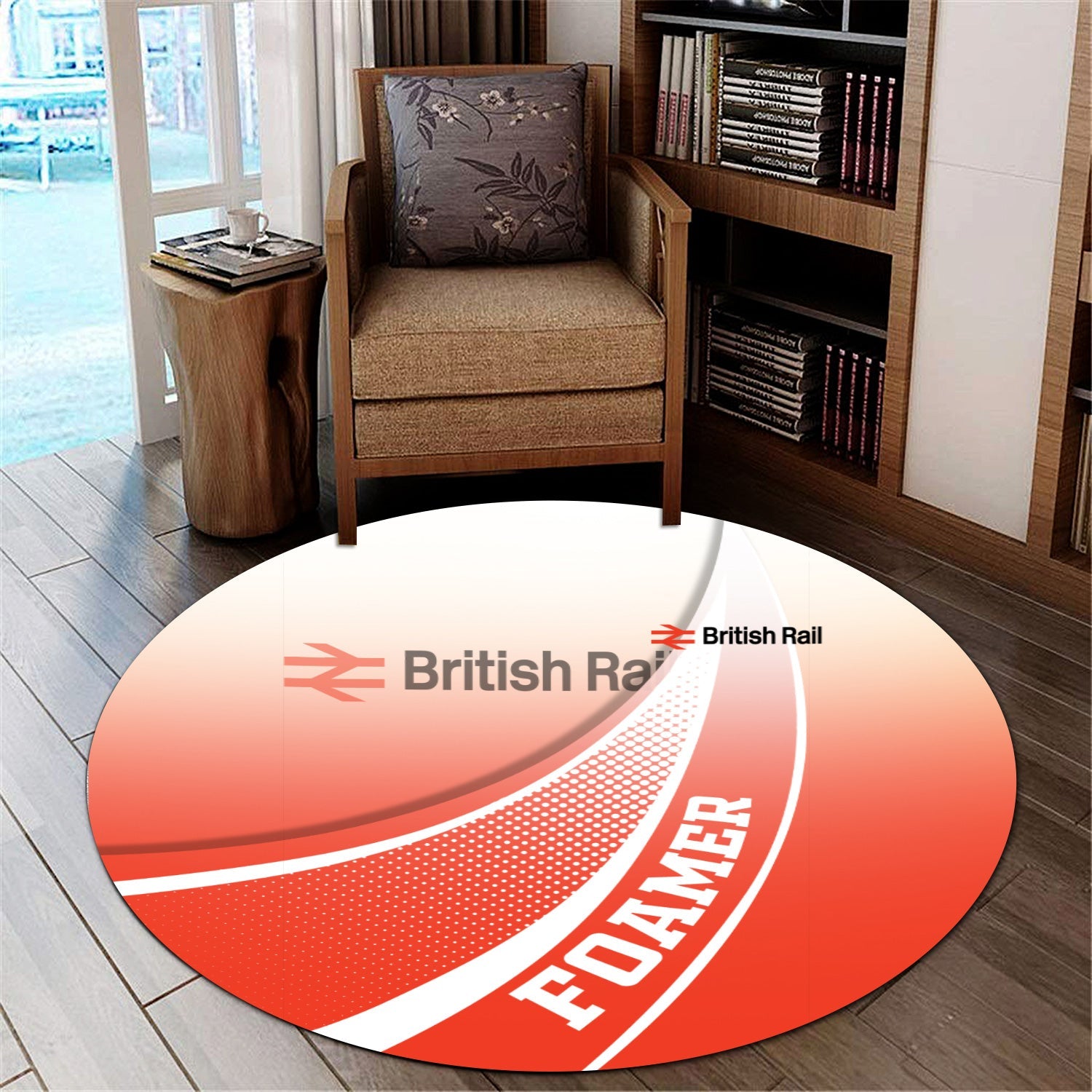 Railspirit British Railway Round Mat Railway-Themed Style Mat Gift Idea For Trainspotter