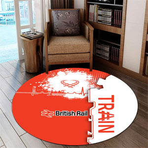 Railspirit British Railway Round Mat Engine Heartbeat and Track Love Style Mat Gift Idea For Train Lovers