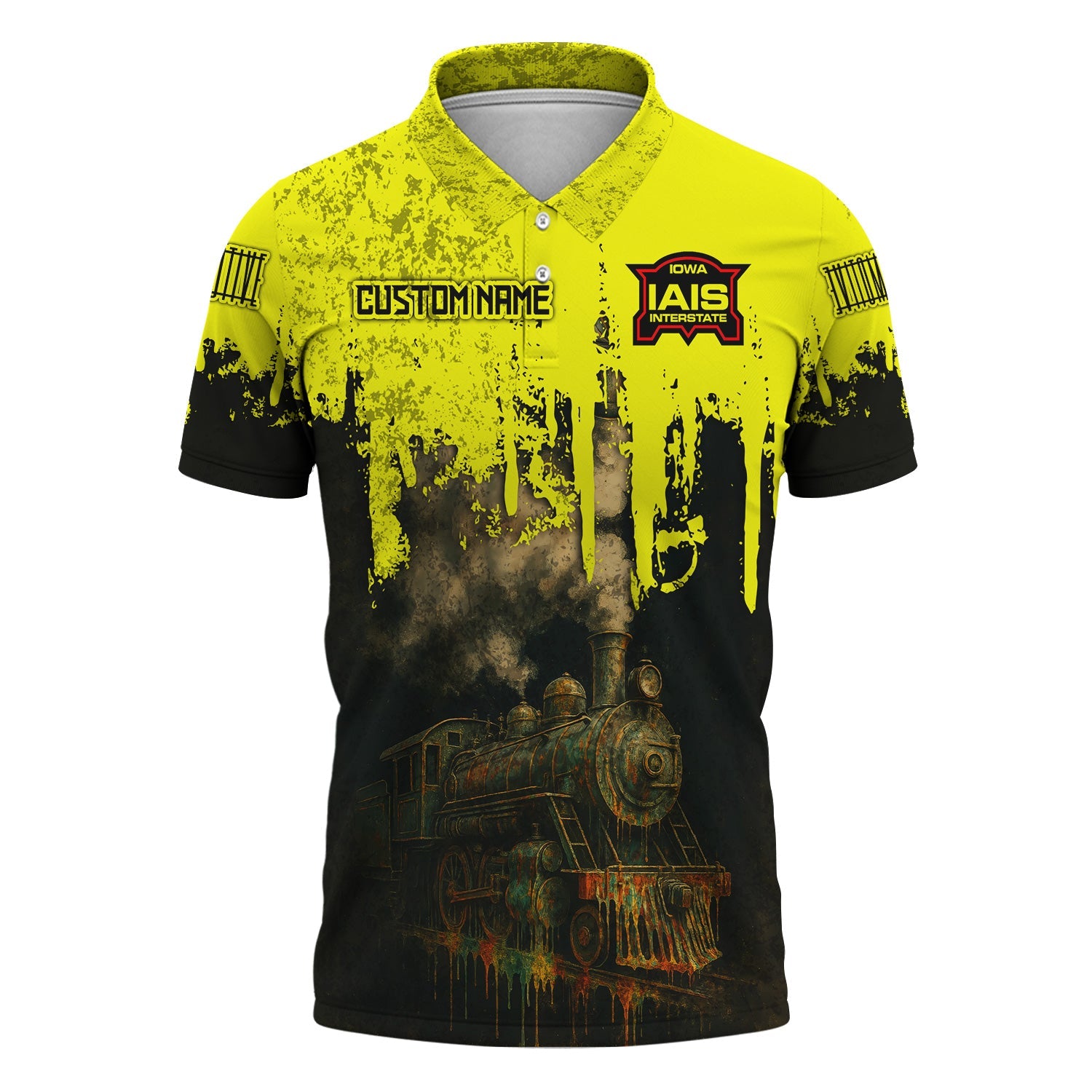 Railspirit Personalized Iowa Interstate Railroad Polo Shirt Vintage Train Art Style IAIS Shirt For Locomotive Fans