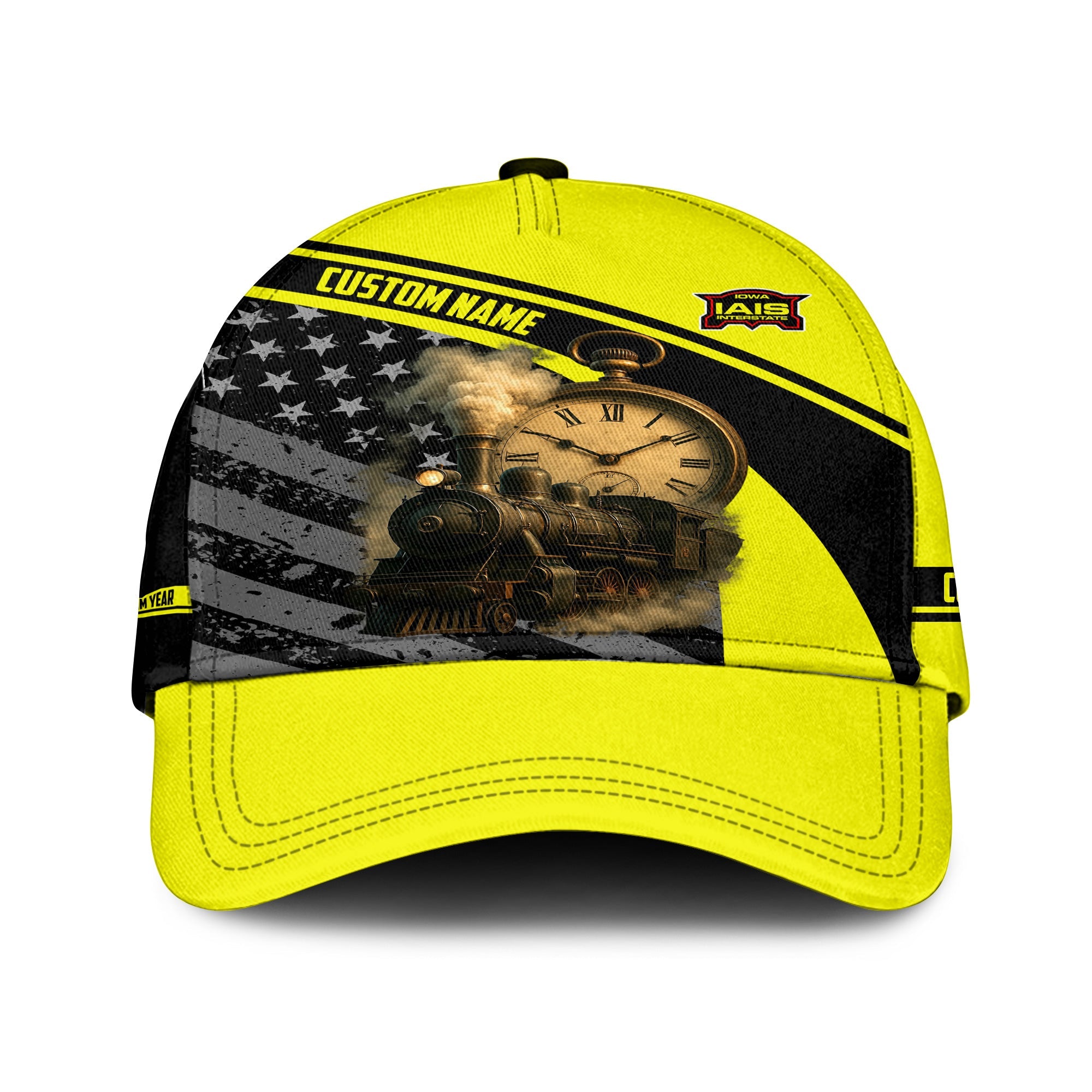 Railspirit Personalized Iowa Interstate Railroad Classic Cap Classic Steam Engine With Retro Pocket Watch IAIS Cap All Over Print