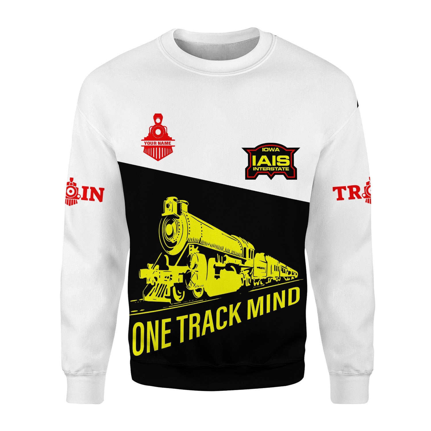 Railspirit Personalized Iowa Interstate Railroad Sweatshirt One Track Mind IAIS Train Sweater Gift Idea For Train Lover