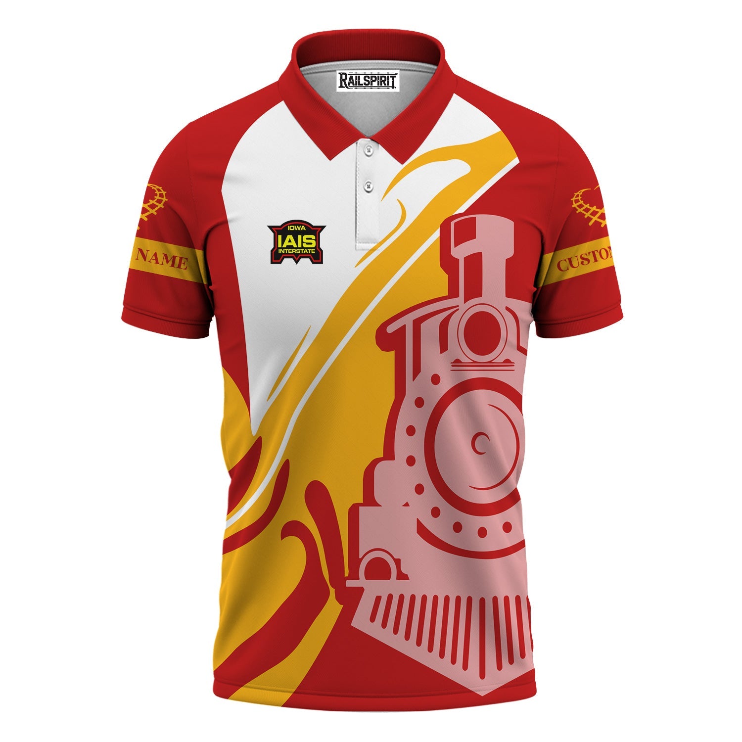 Railspirit Personalized Iowa Interstate Railroad Polo Shirt Flame-Inspired Style IAIS Shirt Gift Idea For Train Lovers