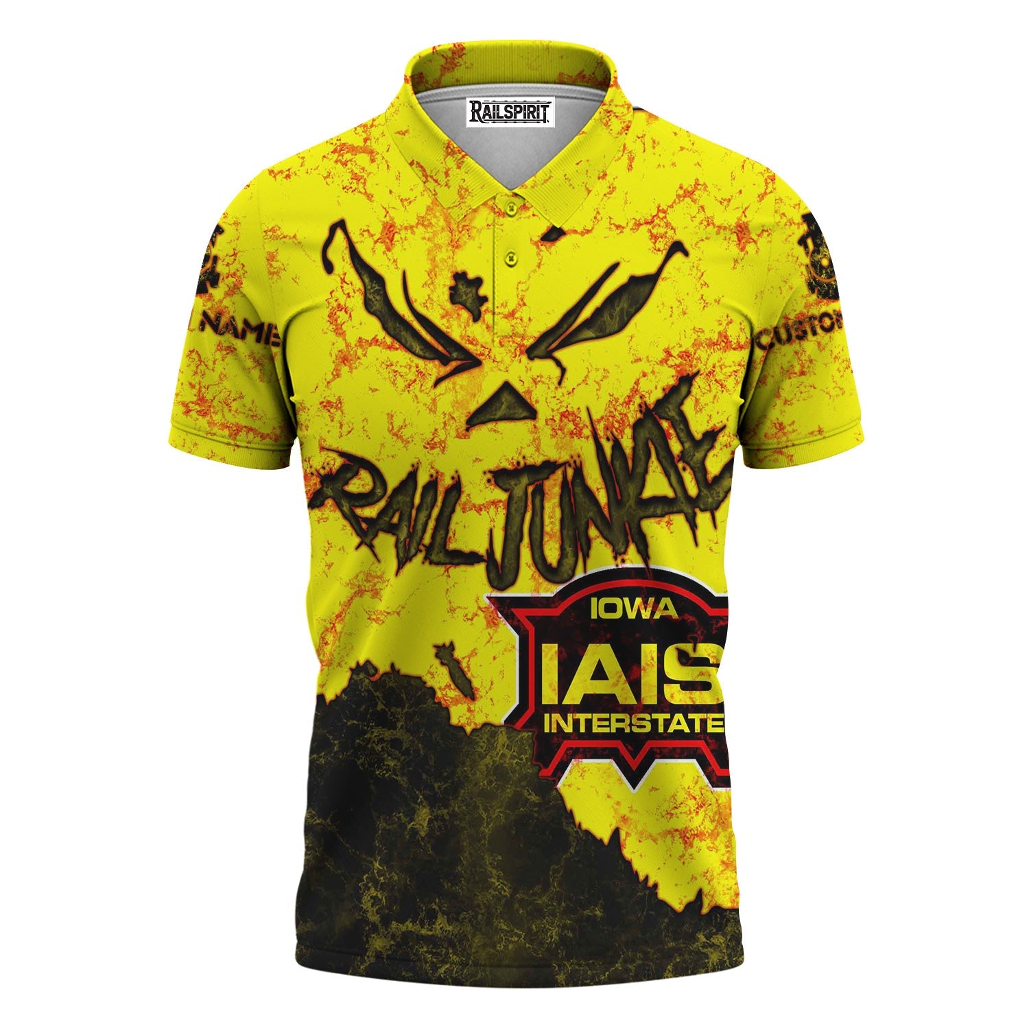 Railspirit Personalized Iowa Interstate Railroad Polo Shirt Torn Graphic Style IAIS Train Shirt For Rail Junkie
