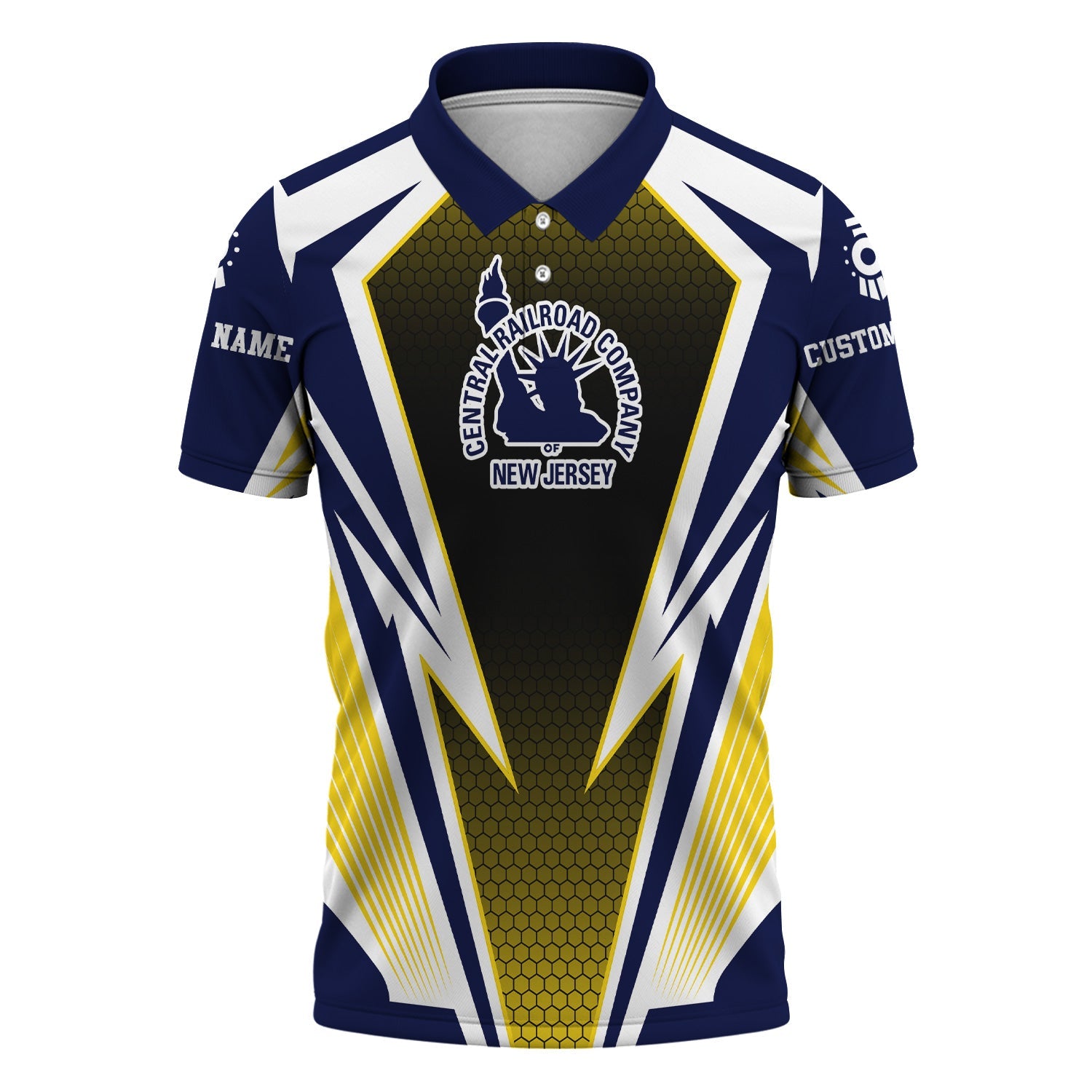 Railspirit Personalized Jersey Central Railroad Polo Shirt Lightning Graphic Style Shirt Gift Idea For Train Lover