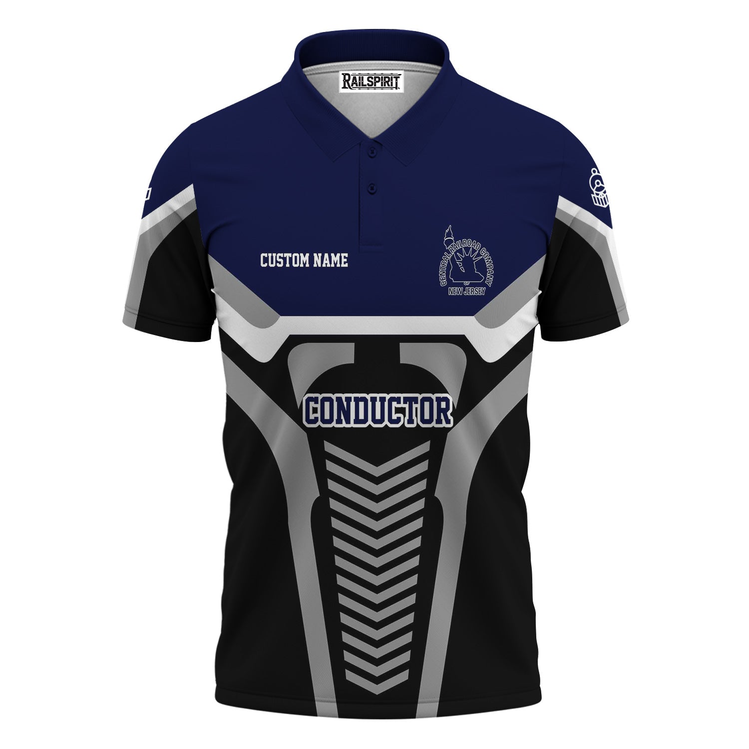 Railspirit Personalized Jersey Central Railroad Polo Shirt Track-Inspired with Custom Job Position CNJ  Train Shirt