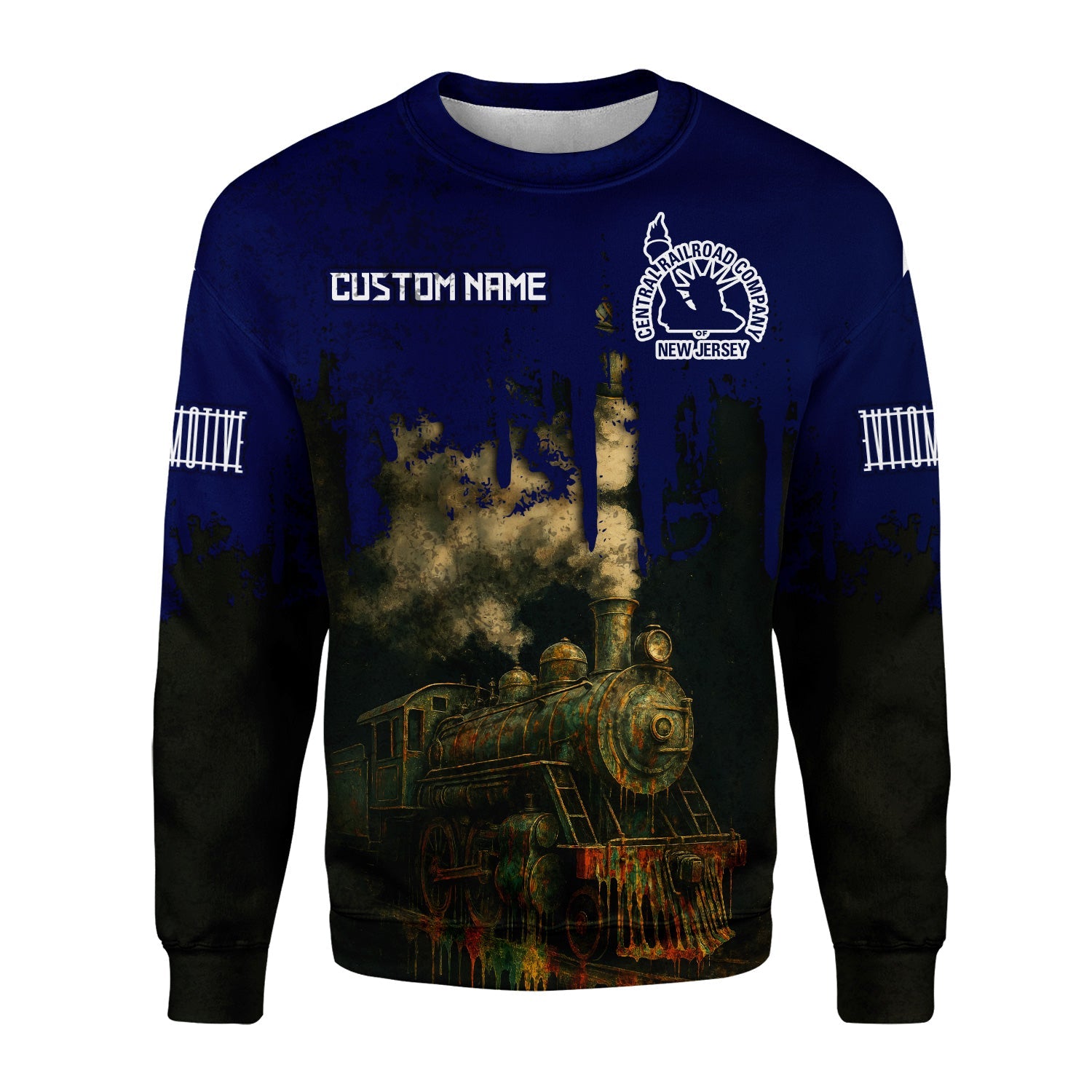 Railspirit Personalized CNJ Jersey Central Railroad Sweatshirt Vintage Train Art Style Shirt For Locomotive Fans