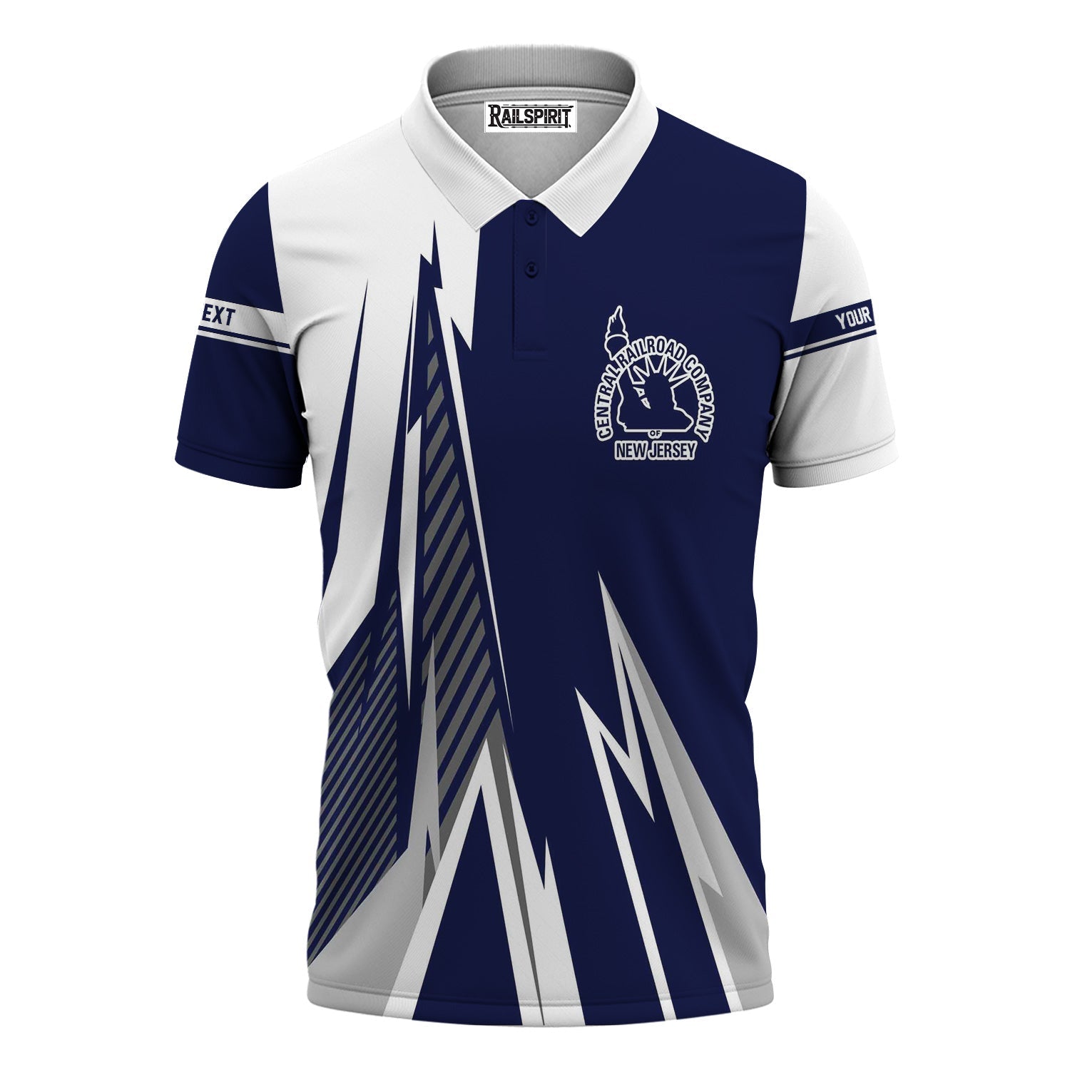 Railspirit Personalized Jersey Central Railroad Polo Shirt Lightning-Inspired Railway Style CNJ Shirt For Train Lovers