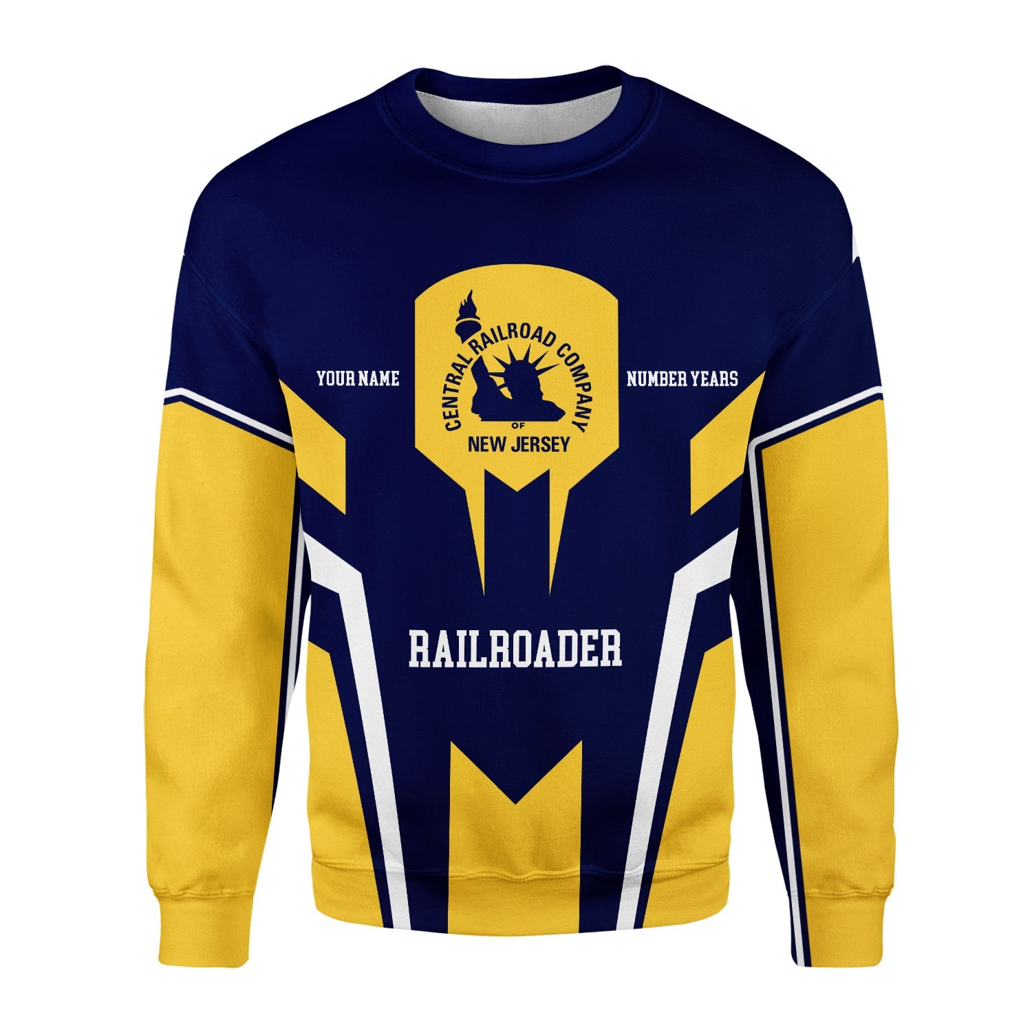 Railspirit Personalized CNJ Jersey Central Railroad Sweatshirt Custom Year Railroader Shirt Gift Idea For Train Lover