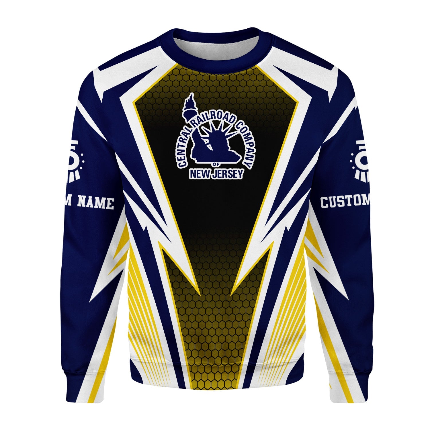 Railspirit Personalized CNJ Jersey Central Railroad Sweatshirt Lightning Graphic Style Shirt Gift Idea For Train Lover