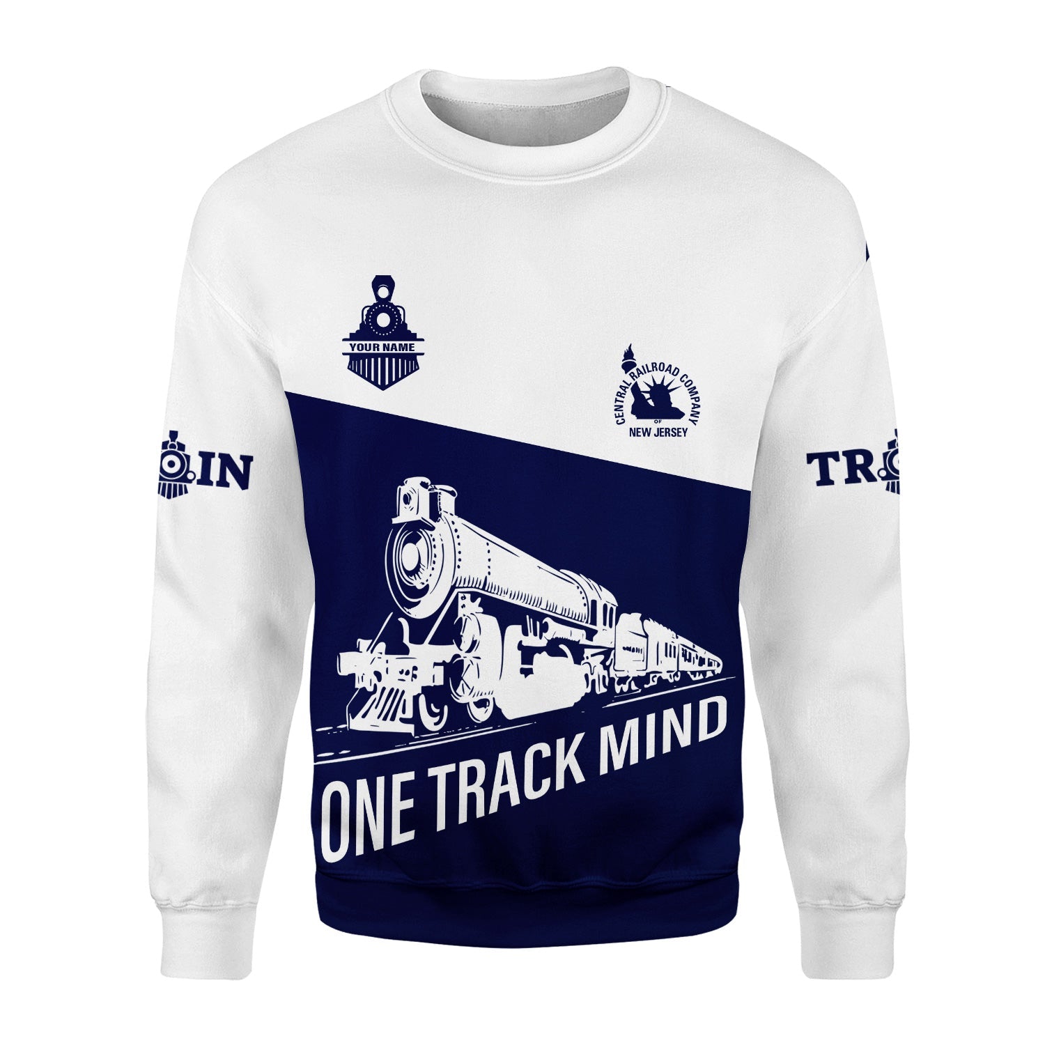 Railspirit Personalized CNJ Jersey Central Railroad Sweatshirt One Track Mind Train Sweater Gift Idea For Train Lover