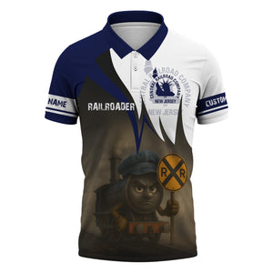 Railspirit Personalized Jersey Central Railroad Polo Shirt Angry Train Polo Shirt Gift Idea For Train Lover