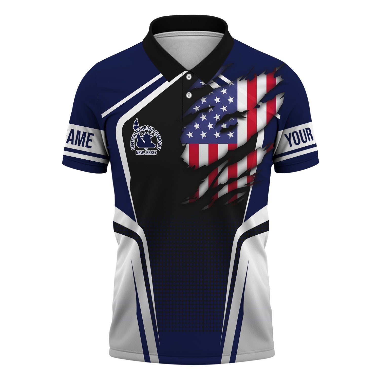 Railspirit Personalized Jersey Central Railroad Polo Shirt American Eagle Vintage Train Shirt