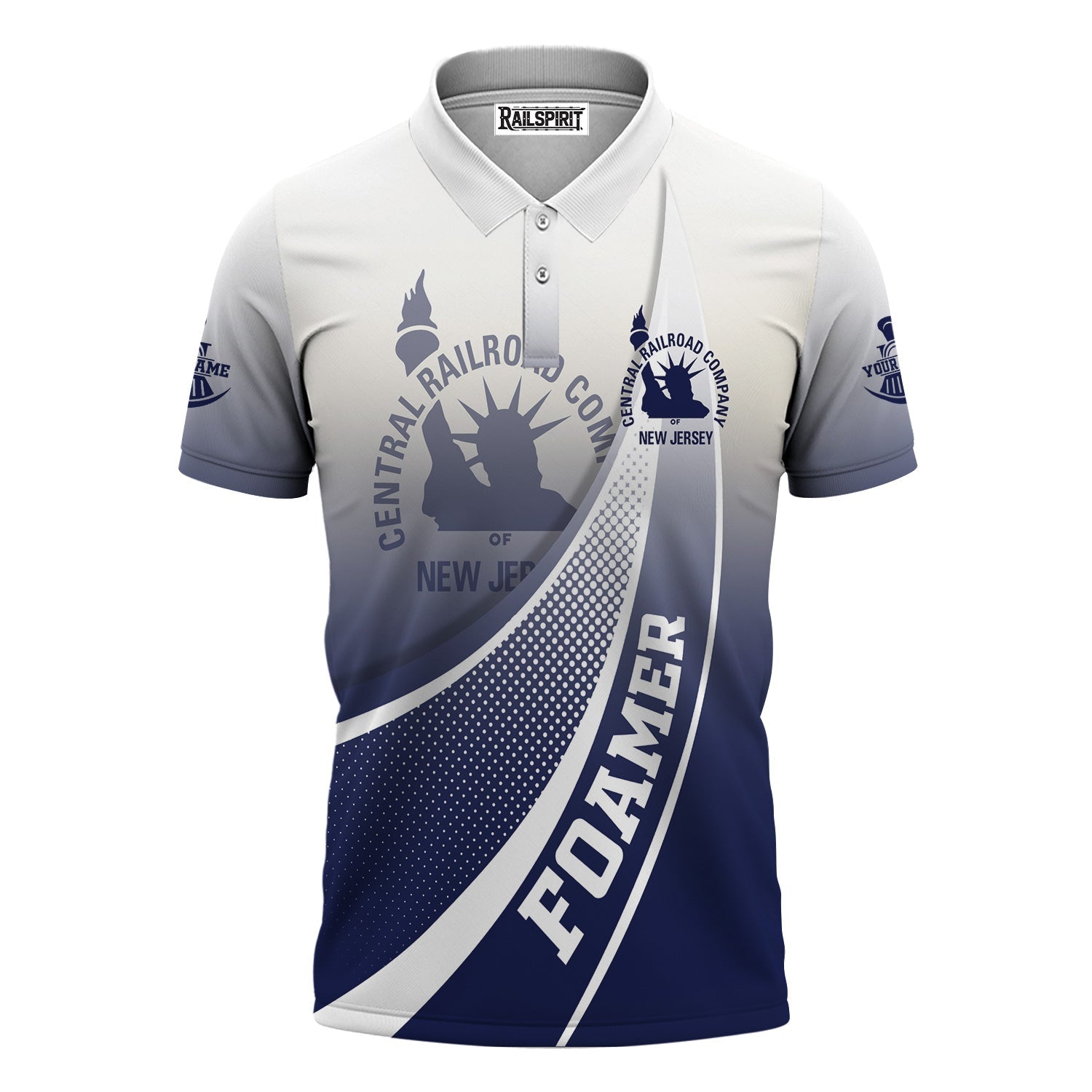 Railspirit Personalized CNJ Jersey Central Railroad Polo Shirt Railway-Themed Style Shirt Gift Idea For Trainspotter