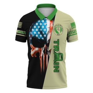 Railspirit Personalized Virginia & Truckee Railroad Polo Shirt Train Skull American Flag Shirt All Over Print