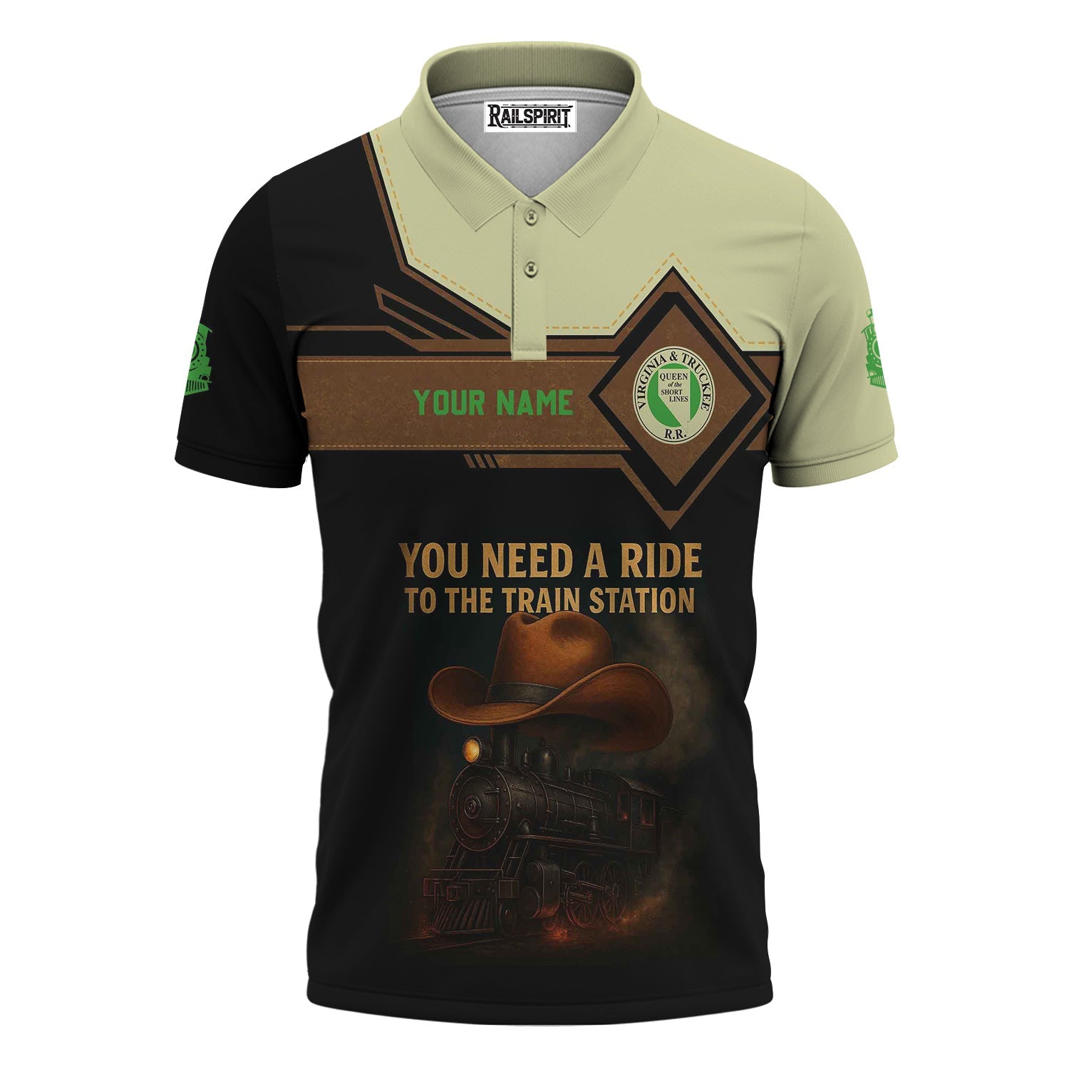 Railspirit Personalized Virginia & Truckee Railroad Polo Shirt You Need A Ride To The Train Station Shirt For Train Lovers