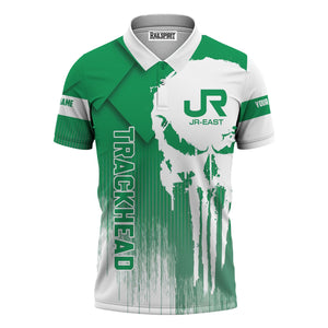 Railspirit Personalized East Japan Railway Polo Shirt Skull Design with Custom Job JR-EAST Train Shirt for Trackhead Crew