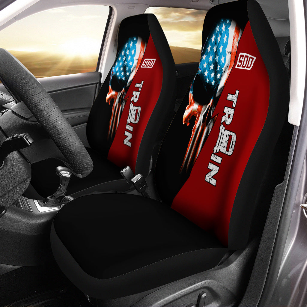 Railspirit Soo Line Railroad Car Seat Cover Train Skull American Flag Style Seat Cover