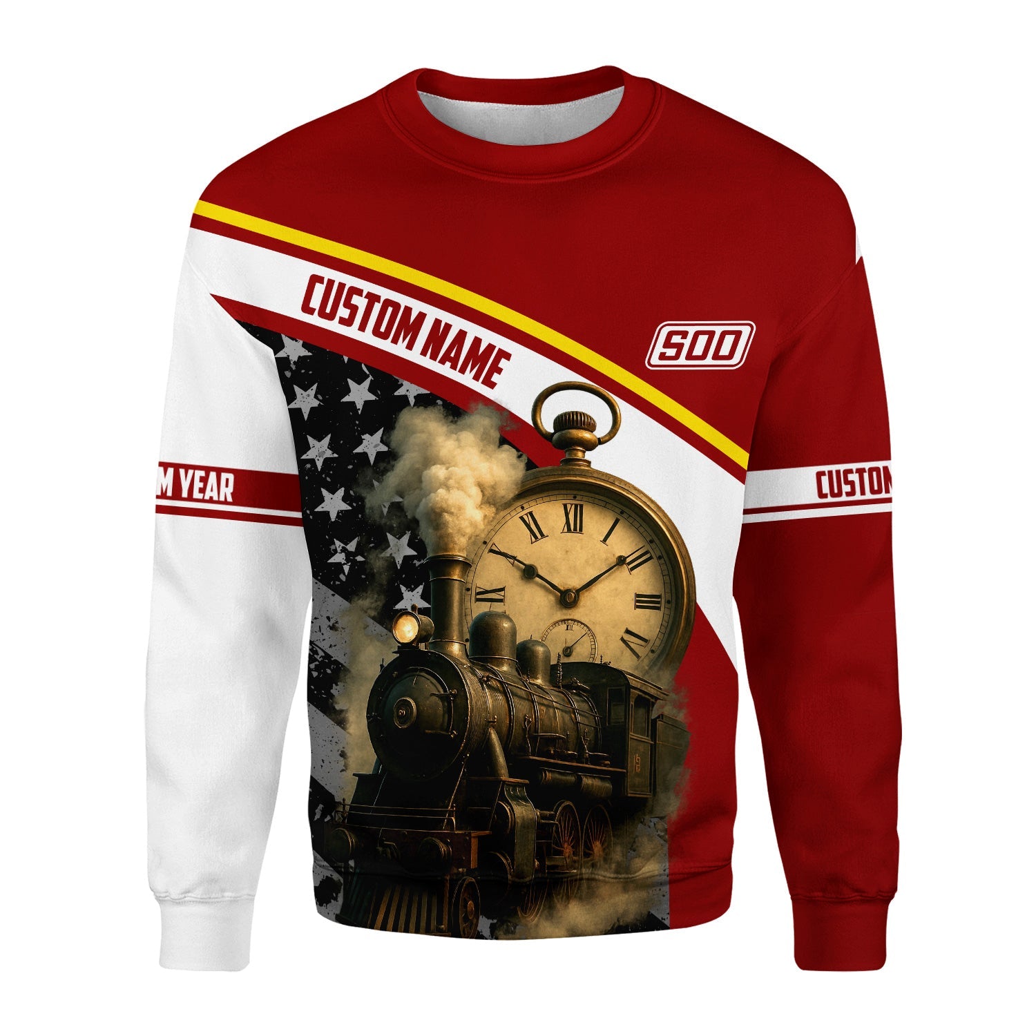 Railspirit Personalized Soo Line Railroad Sweatshirt Classic Steam Engine With Retro Pocket Watch Shirt All Over Print