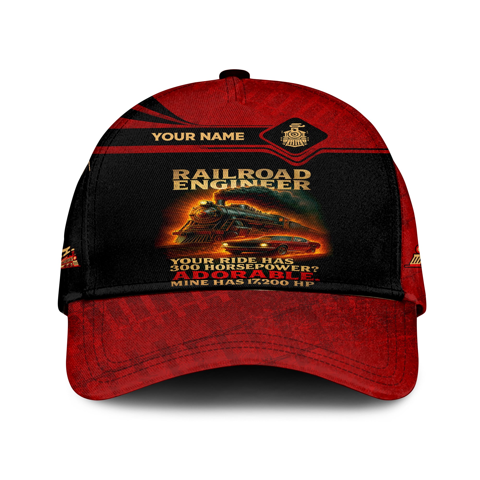 Railspirit Custom Train Driver Hat, Funny Locomotive 17,200 Horsepower Quote Cap For Railroad Lovers
