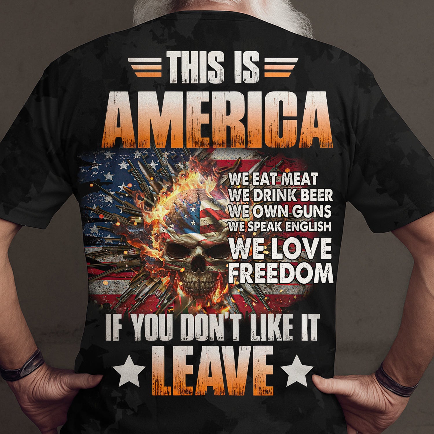 This Is America Patriotic Shirt Freedom Skull American Flag Pro USA Gun Rights Beer Lover Gift for Proud Americans Who Love Liberty