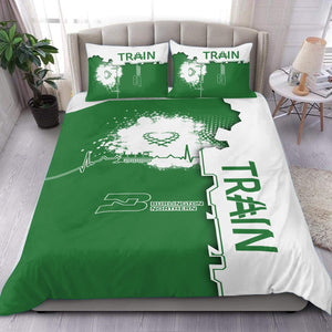 Railspirit Burlington Northern Railroad Bedding Set Engine Heartbeat and Track Love Style Bedding Set Gift Idea For Train Lovers