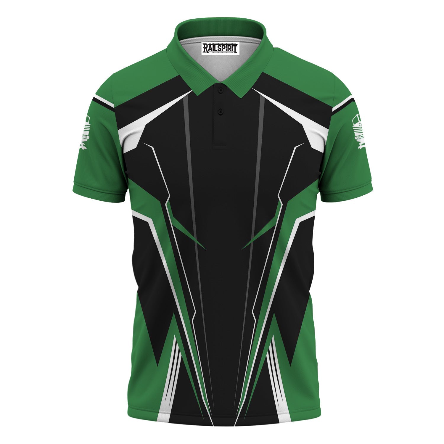 Railspirit Personalized Burlington Northern Railroad Polo Shirt Lightning-Edge Design Train Shirt For Railroad Lovers