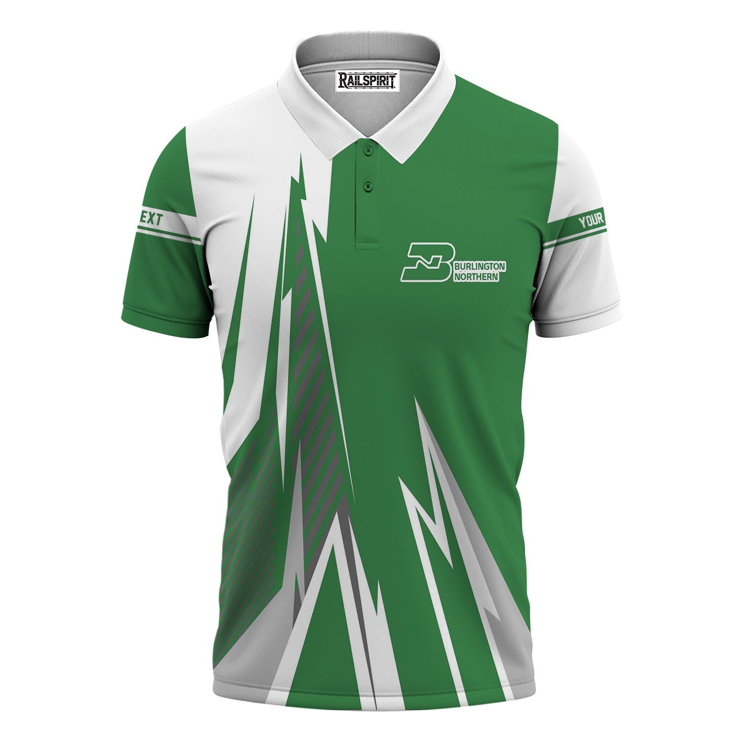 Railspirit Personalized Burlington Northern Railroad Polo Shirt Lightning-Inspired Railway Style Shirt For Train Lovers