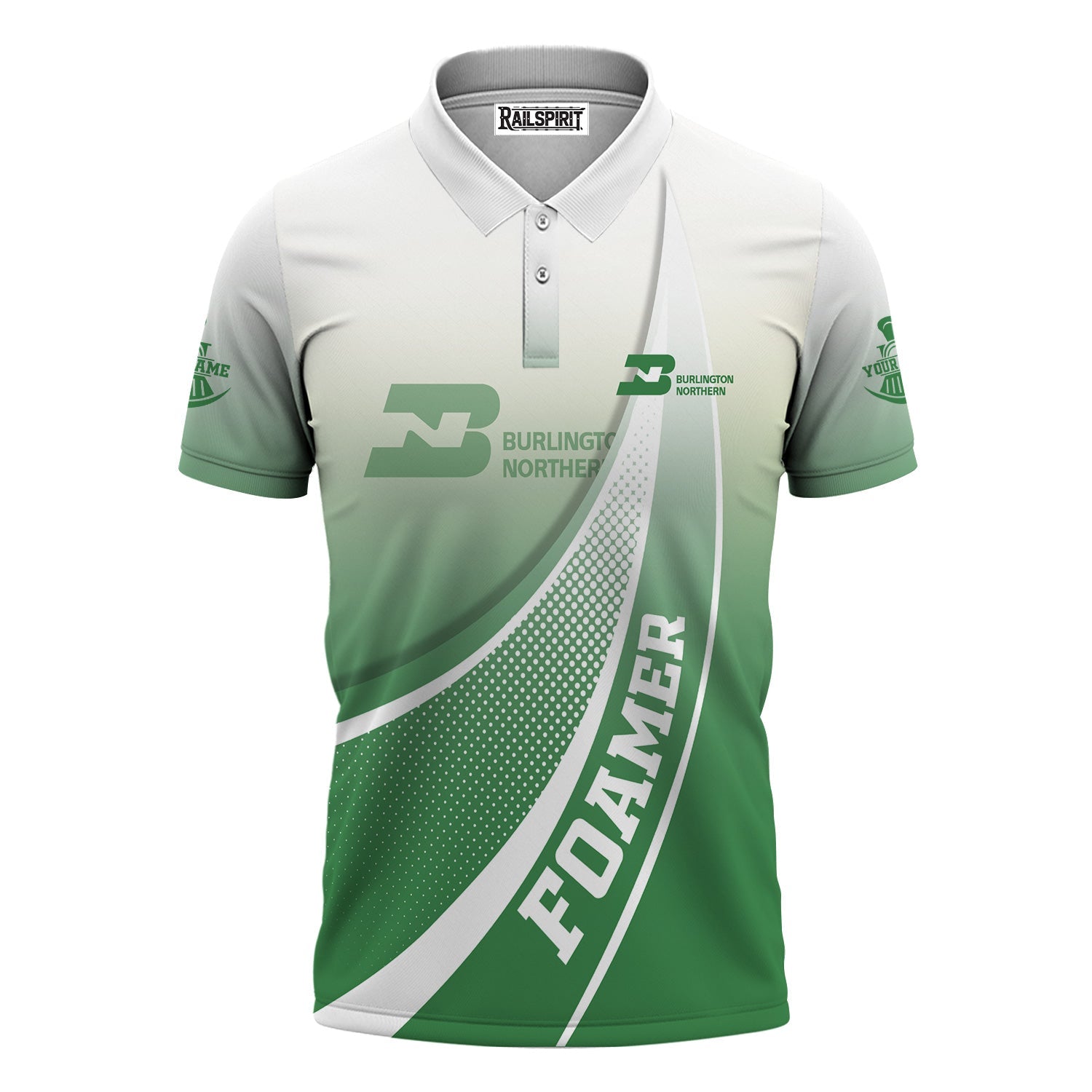 Railspirit Personalized Burlington Northern Railroad Polo Shirt Railway-Themed Style Shirt Gift Idea For Trainspotter