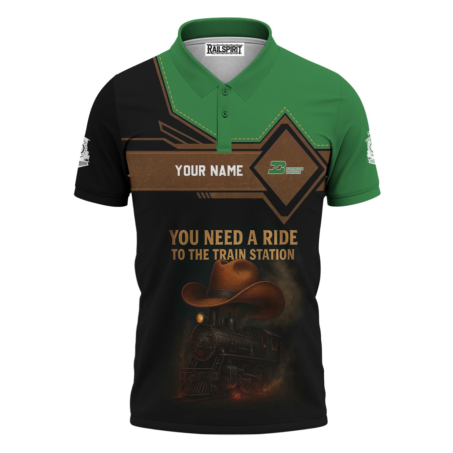 Railspirit Personalized Burlington Northern Railroad Polo Shirt You Need A Ride To The Train Station Shirt For Train Lovers