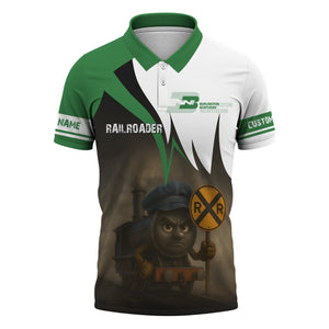 Railspirit Personalized Burlington Northern Railroad Polo Shirt Angry Train Polo Shirt Gift Idea For Train Lover