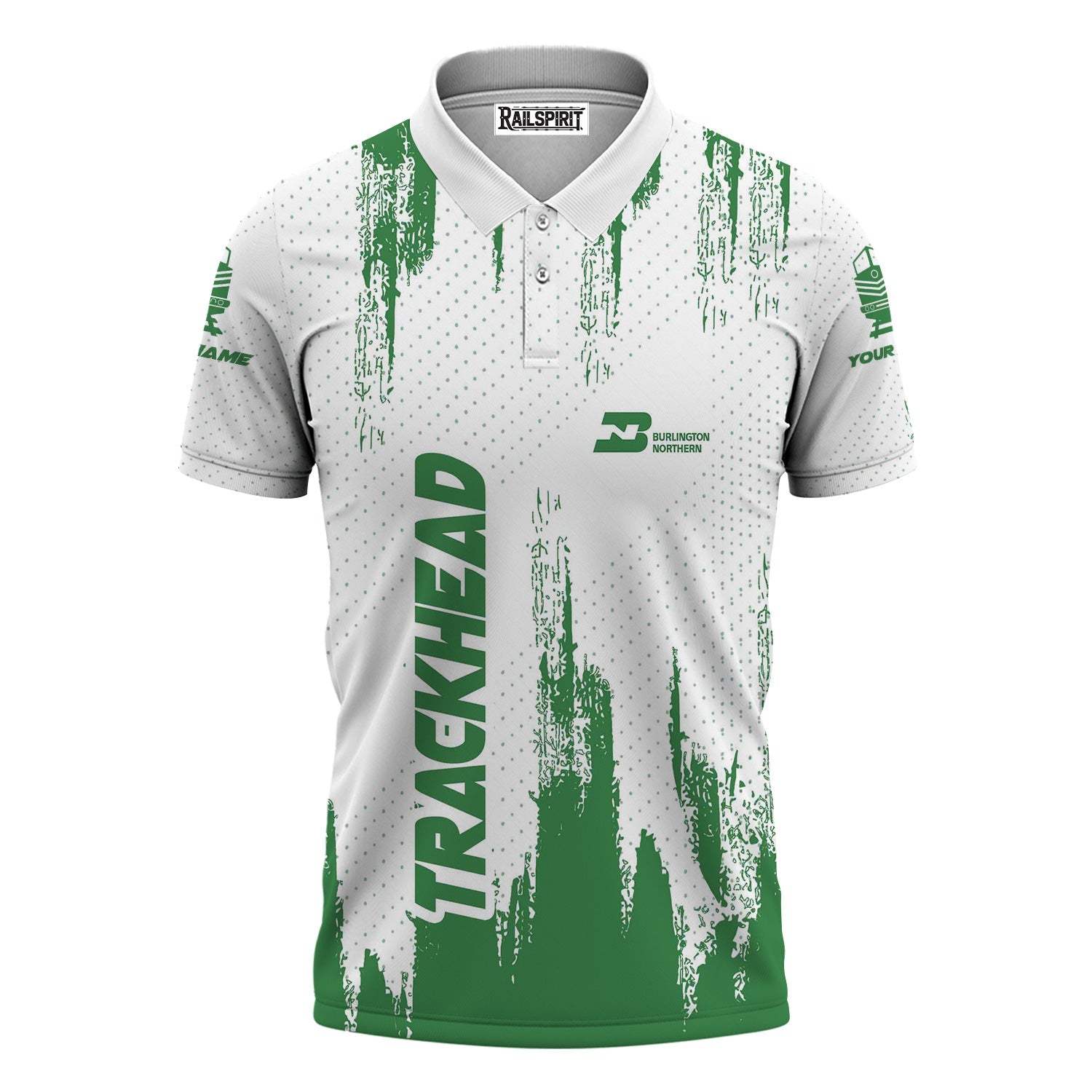 Railspirit Personalized Burlington Northern Railroad Polo Shirt Paint Impact Design Train Shirt for Trackhead