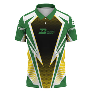 Railspirit Personalized Burlington Northern Railroad Polo Shirt Lightning Graphic Style Shirt Gift Idea For Train Lover