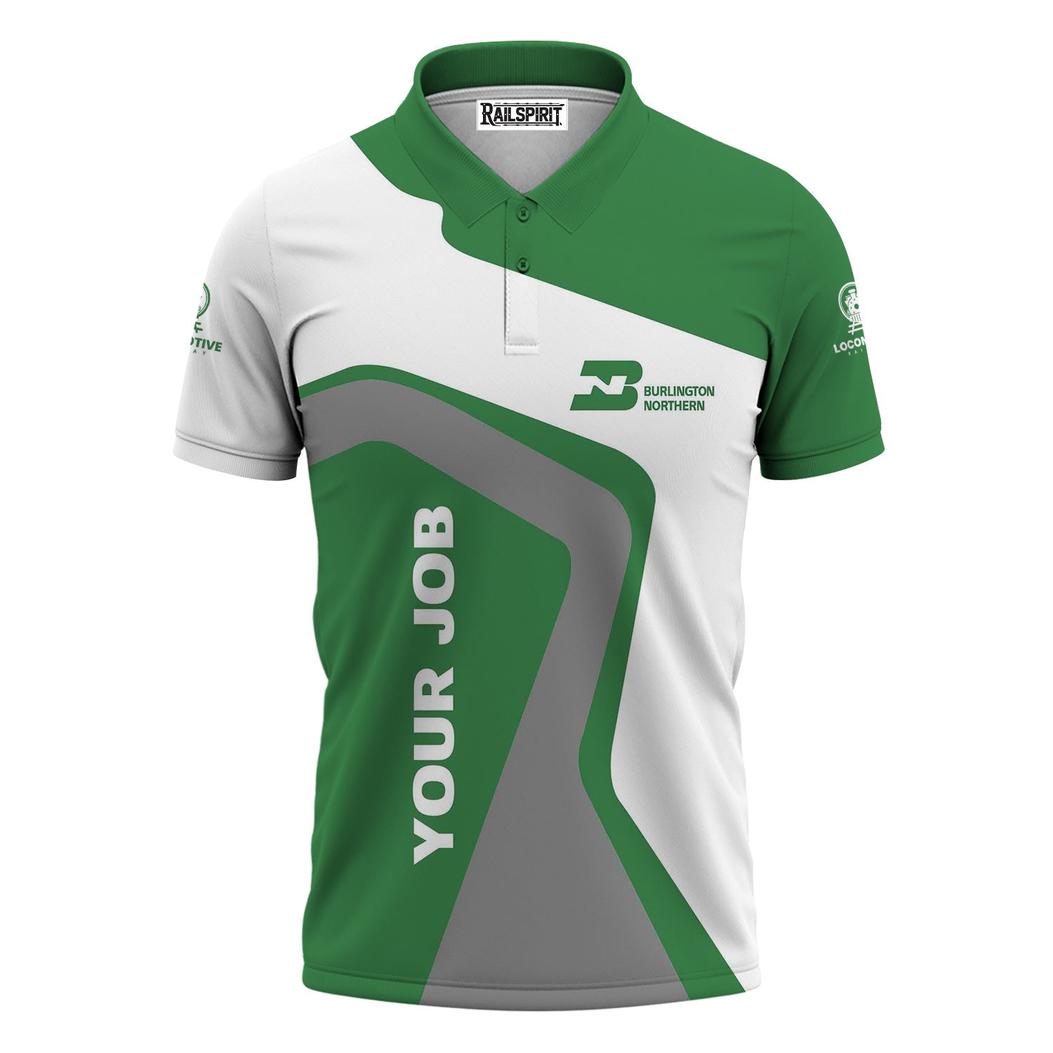 Railspirit Personalized Burlington Northern Railroad Polo Shirt Unique Design with Custom Job Position Train Shirt