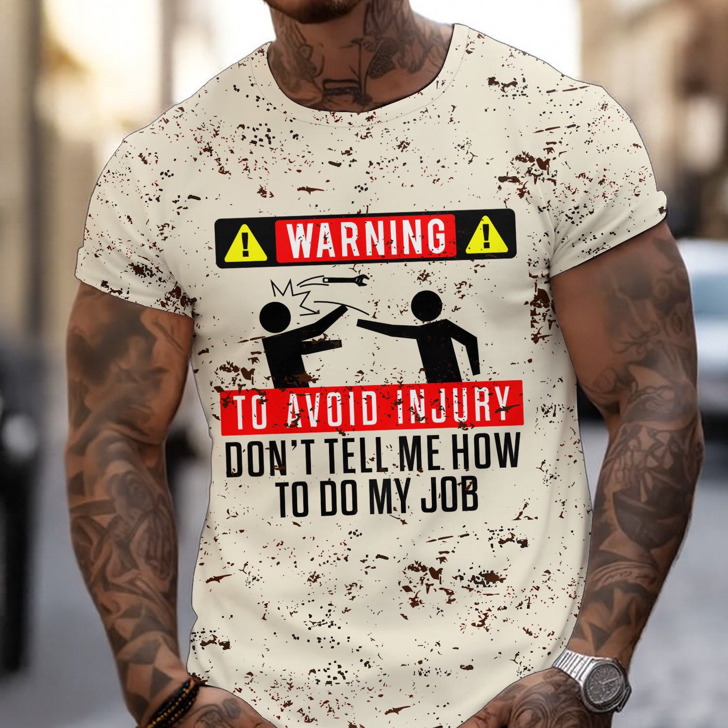 Funny Mechanic Shirt for Men, Warning To Avoid Injury Don’t Tell Me How to Do My Job T-Shirt, Work Humor Novelty Shirt