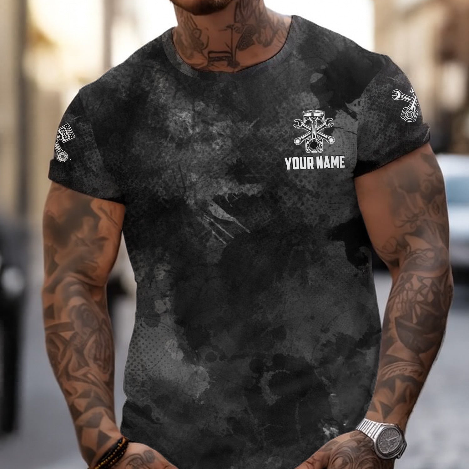 Personalized Mechanic T Shirt Custom Name Hourly Rate Funny Auto Repair Garage Workwear Tee Car Repair Wrench Shirt Gift For Men Dad