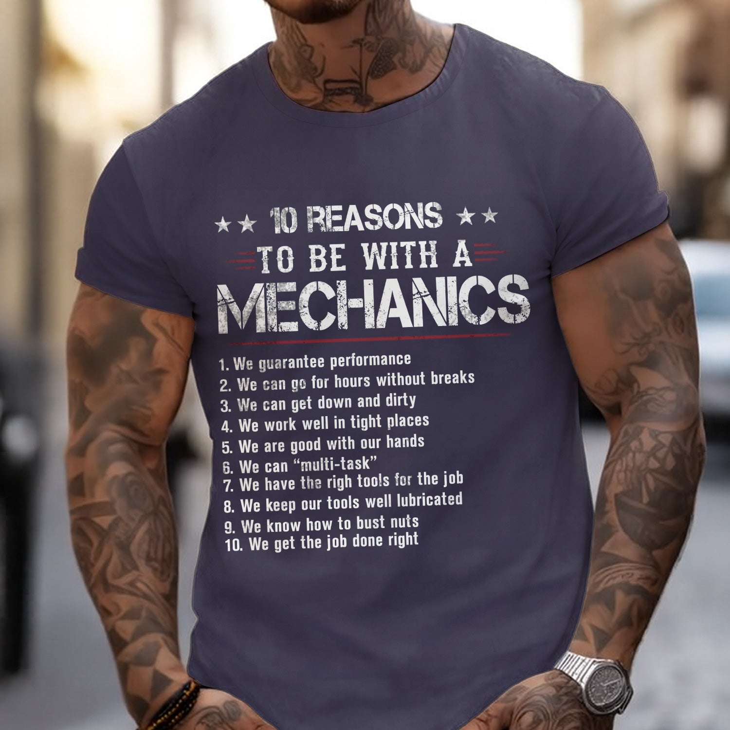 10 Reasons To Be With A Mechanic Shirt, Funny Mechanic T-Shirt for Car Lovers, Auto Repair Workers & Garage Technicians, Perfect Mechanic Gift Tee