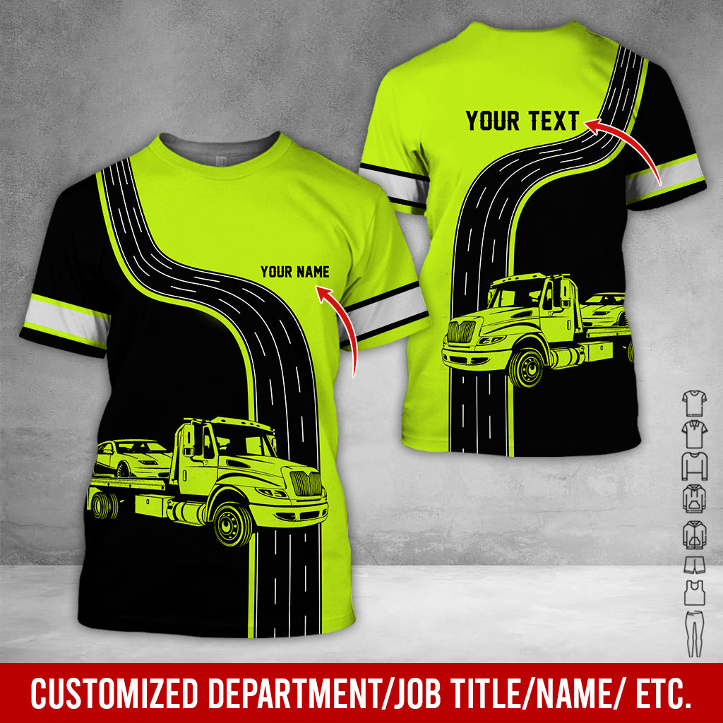 Customized Text Tow Truck Shirt, Personalized Truck Driver Uniform, Workwear Gift