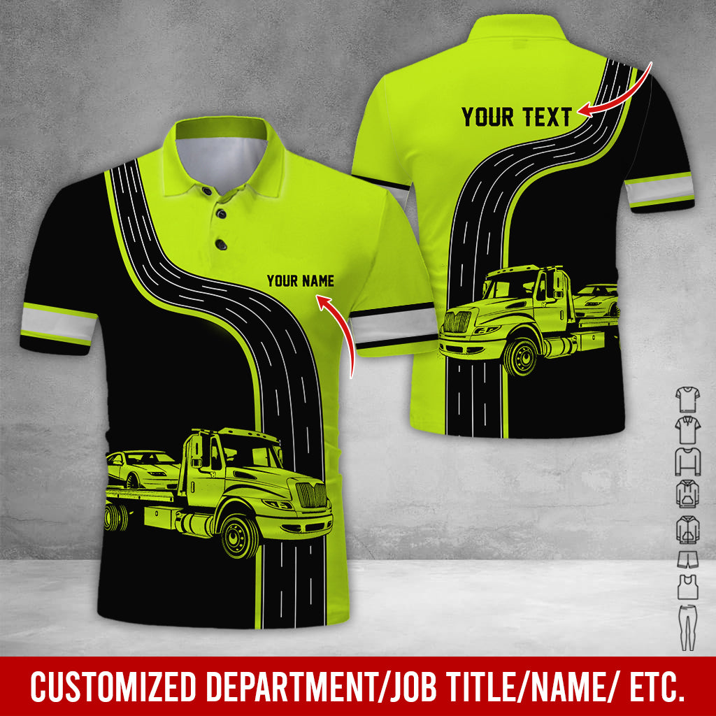 Customized Text Tow Truck Shirt, Personalized Truck Driver Uniform, Workwear Gift