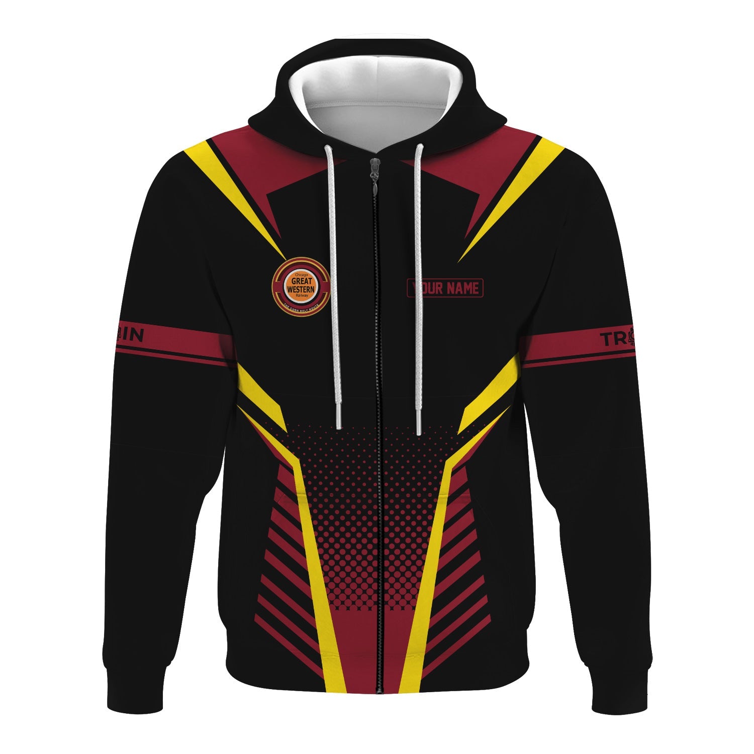 Railspirit Personalized Chicago Great Western Railroad Hoodie Unisex Train Zip Hoodie All Over Print