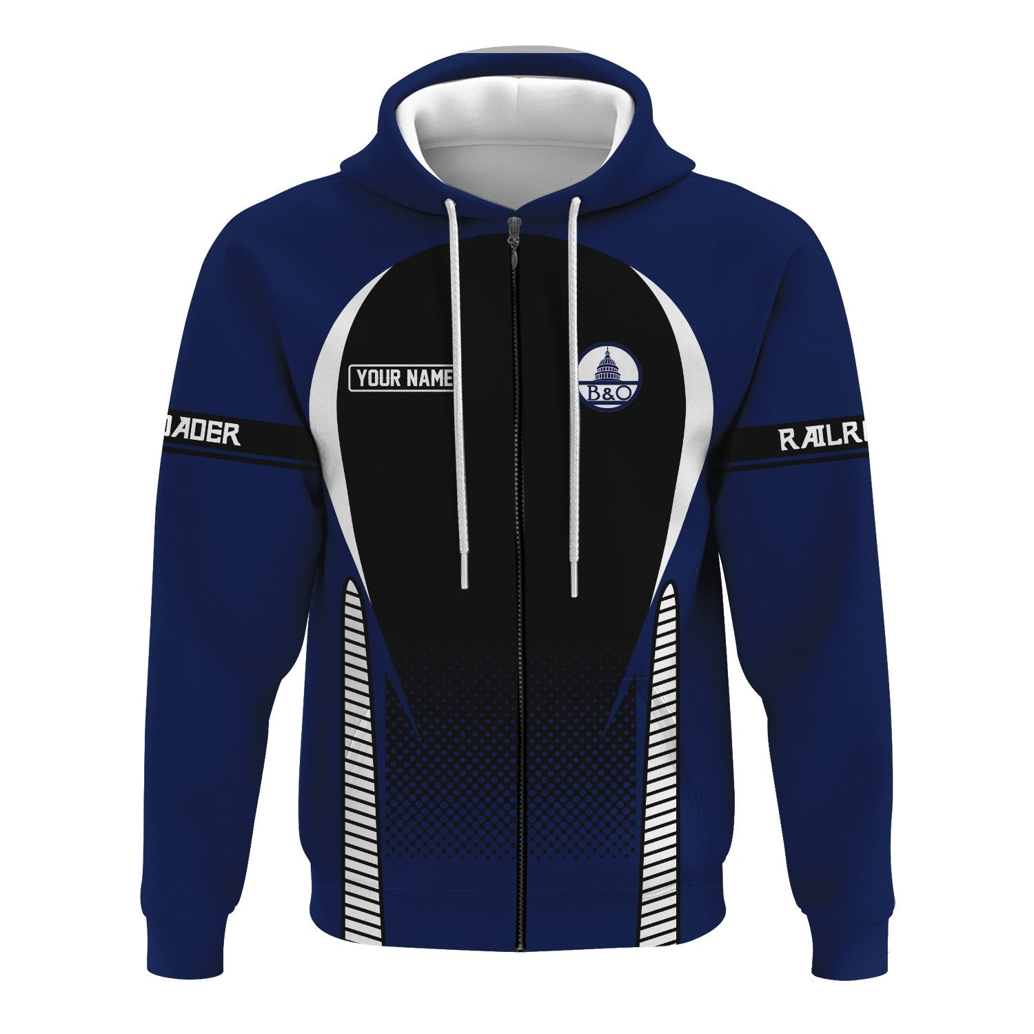 Railspirit Personalized Baltimore and Ohio Railroad Hoodie Stress Is Caused By Not Having Enough Trains B&O  Zip Up Hoodie