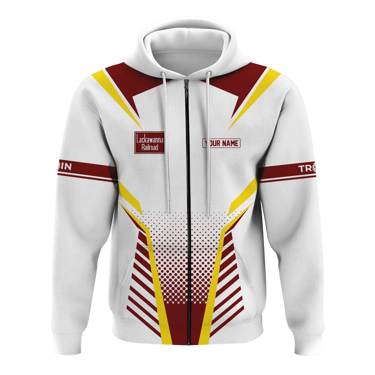 Railspirit Personalized Delaware, Lackawanna and Western Railroad Hoodie Unisex DL&W Train Zip Hoodie All Over Print