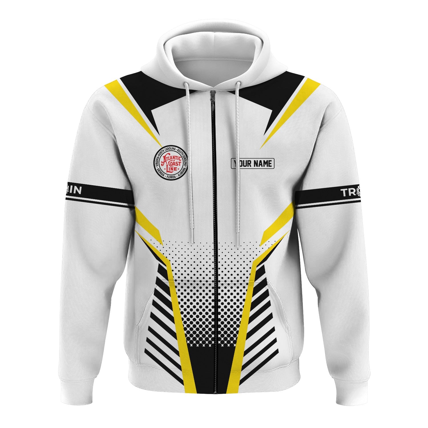 Railspirit Personalized Atlantic Coast Line Railroad Hoodie Unisex Train Zip Hoodie All Over Print