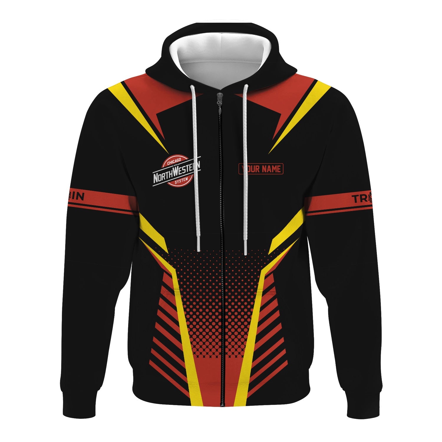 Railspirit Personalized Chicago and North Western Railway Hoodie Unisex Train Zip Hoodie All Over Print