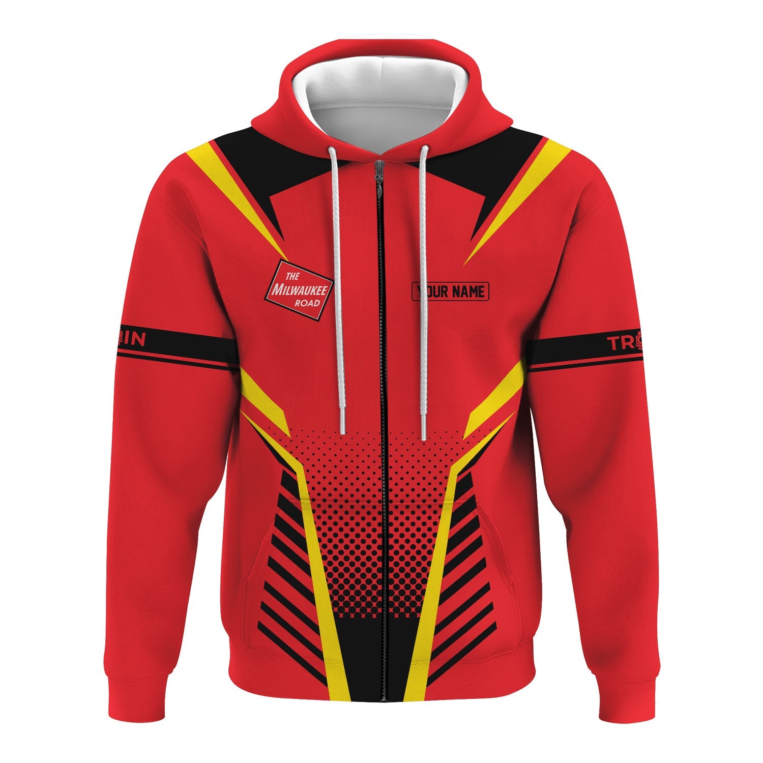 Railspirit Personalized Chicago, Milwaukee, St. Paul and Pacific Railroad Hoodie Unisex Milwaukee Road Train Zip Hoodie All Over Print