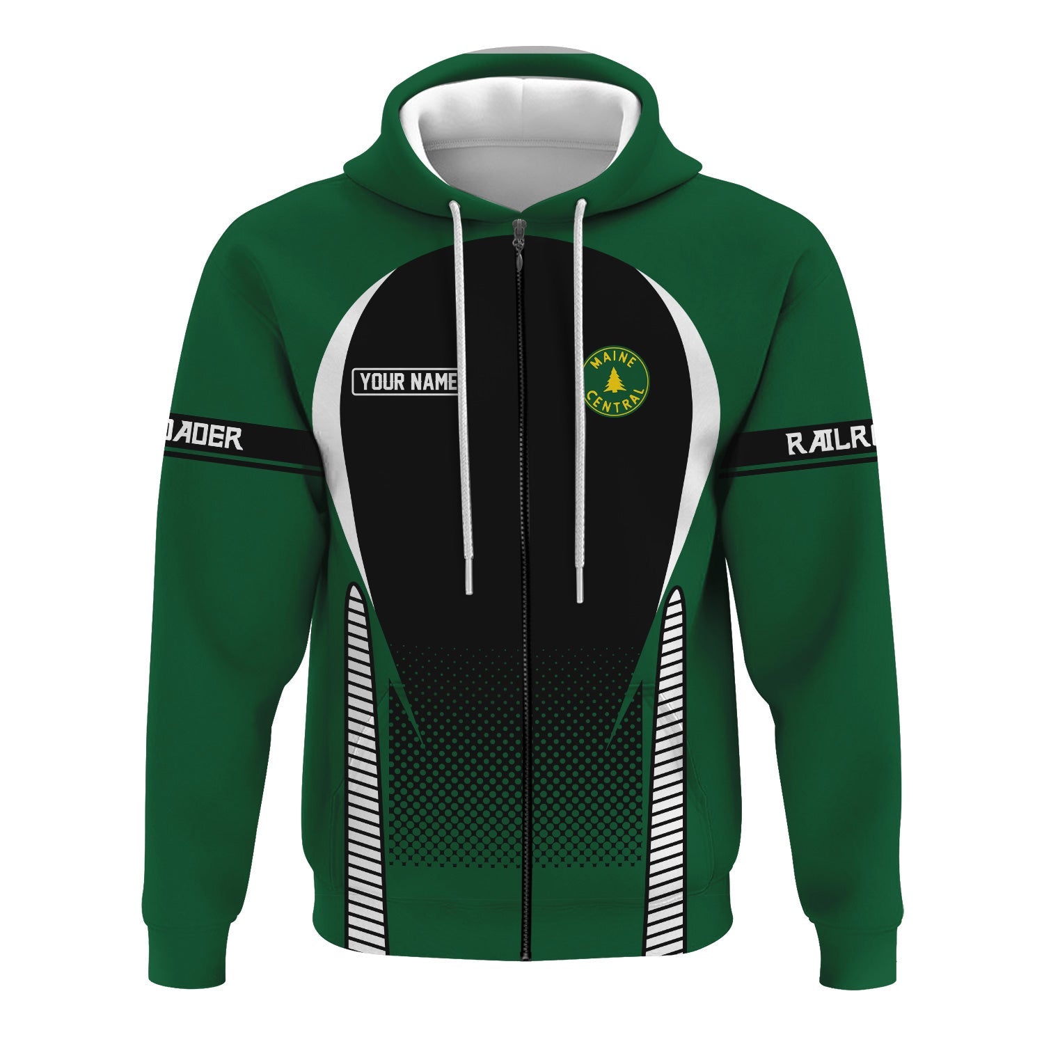 Railspirit Personalized Maine Central Railroad Hoodie Stress Is Caused By Not Having Enough Trains  Zip Up Hoodie