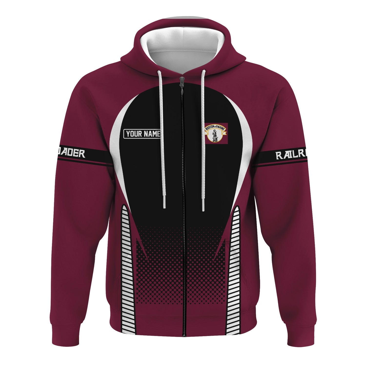 Railspirit Personalized Boston and Maine Railroad Hoodie Stress Is Caused By Not Having Enough Trains  Zip Up Hoodie